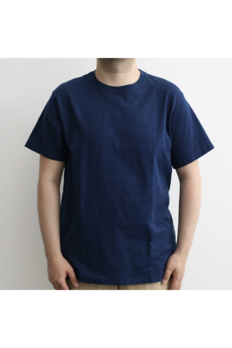 Erkek Bisiklet Yaka Indigo Pamuklu Tshirt