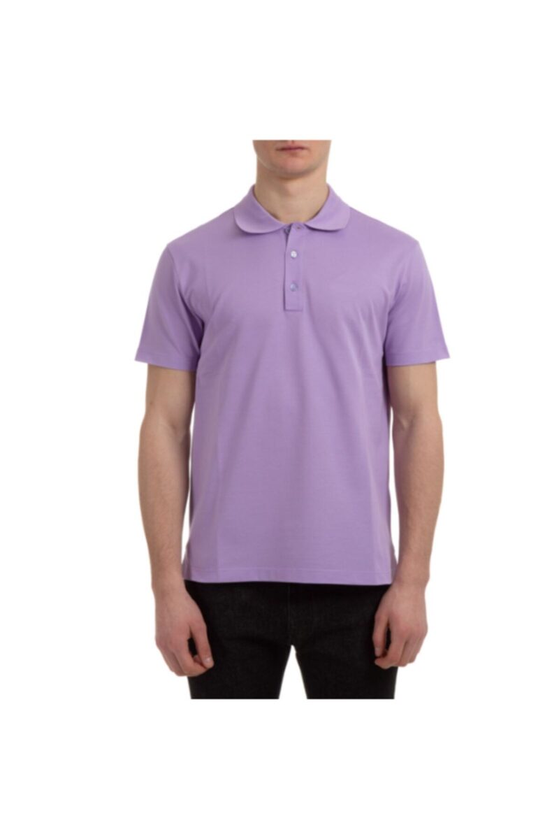 Polo Yaka Tişört Lila Pamuklu Polo Yakalı Tshirt