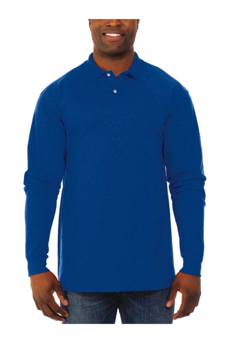 Polo Yaka Uzun Kollu Açık Lacivert Renk Tişört Pamuklu Uzun Kol Polo Yakalı Tshirt