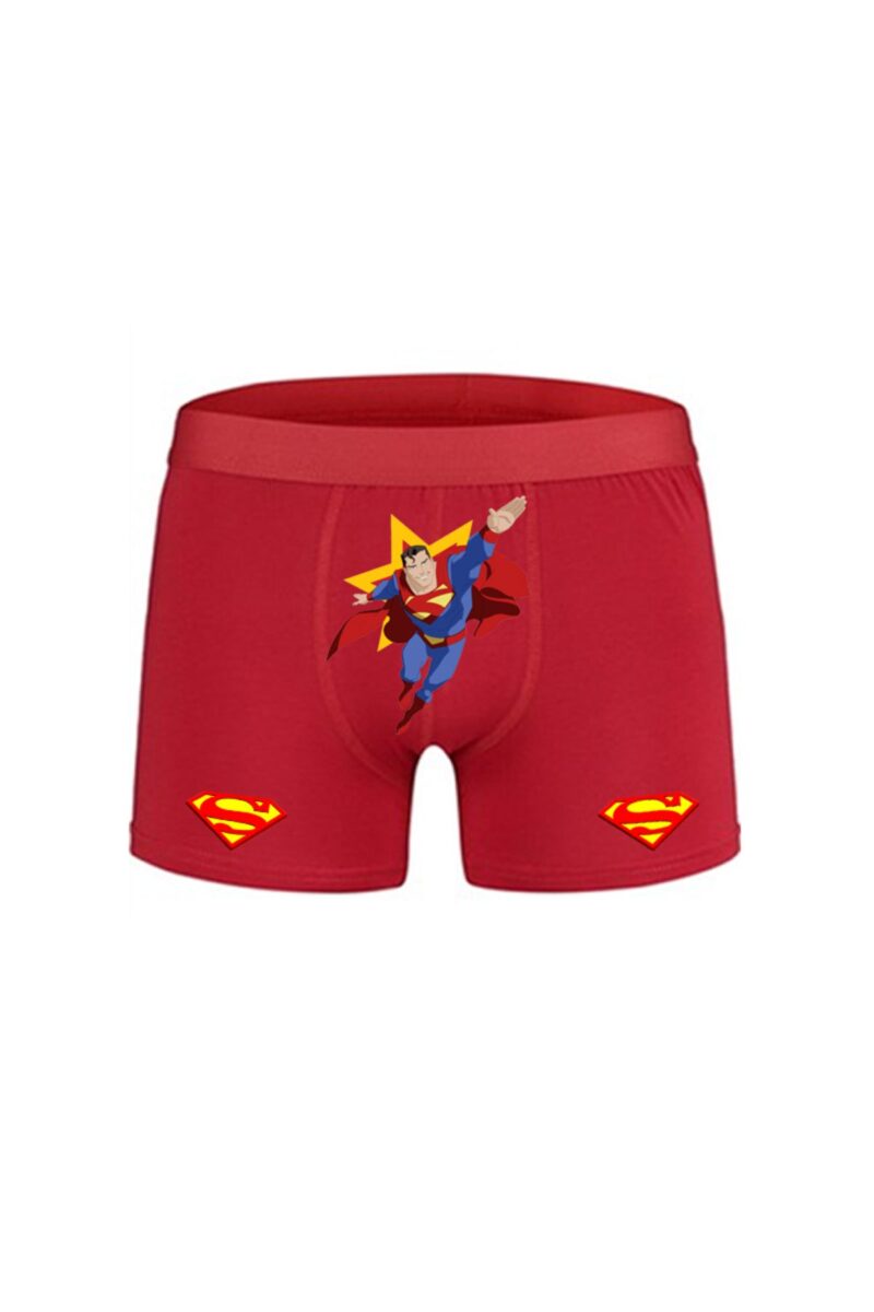 Supermen Kırmızı Erkek Boxer Pamuklu Süpermenli